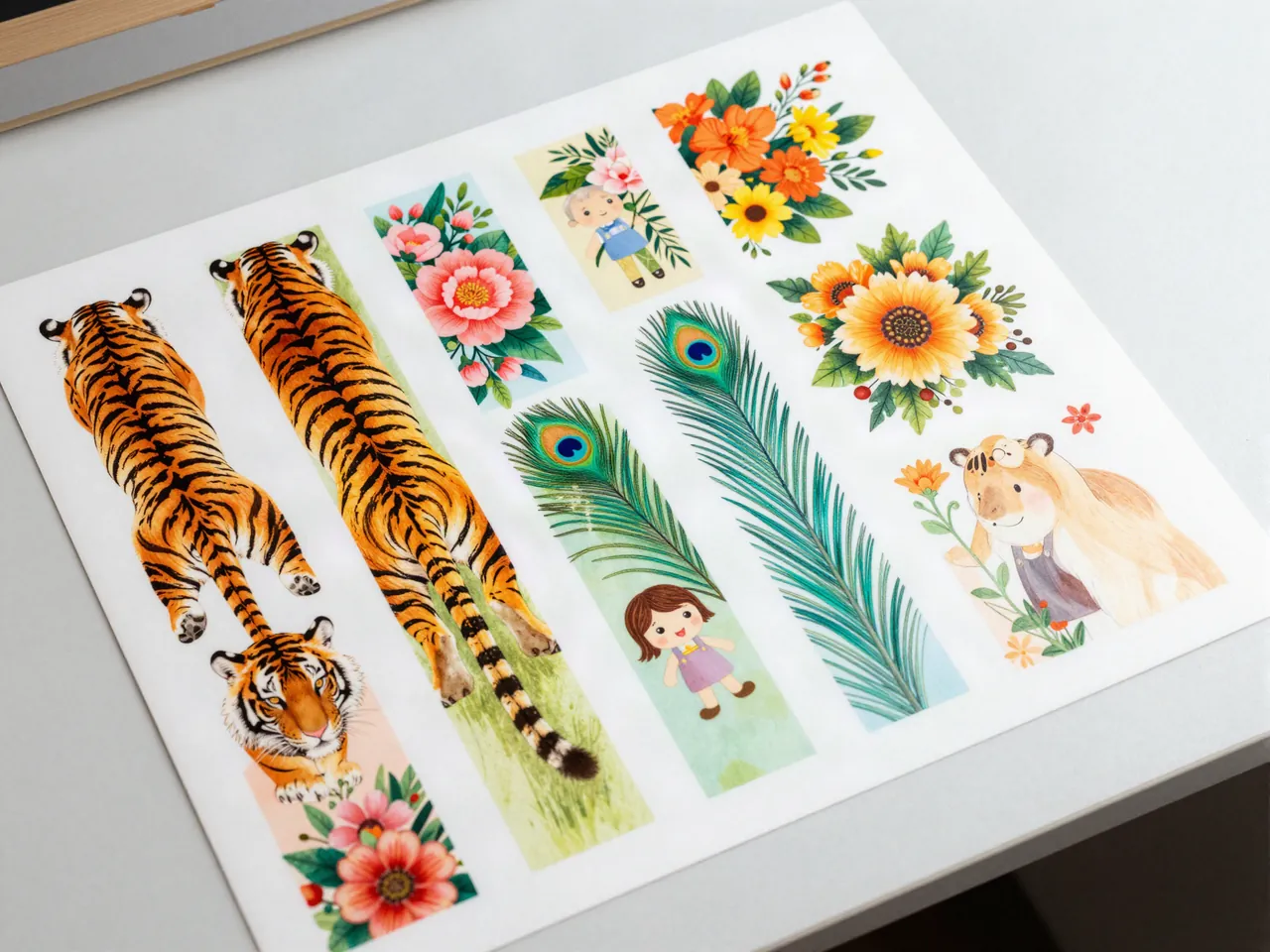 DTF gang sheets with full-colour designs